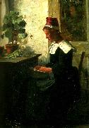 Peter Severin Kroyer bretagneflicka spritar arter painting